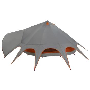 Teepee Zelt mit Dach Grau und Orange 600 x 600 x 347 cm