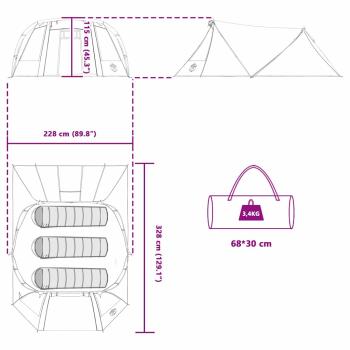 Tunnelzelt mit Dach Grau und Orange 328 x 228 x 115 cm