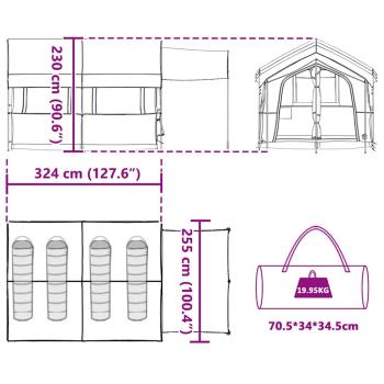 Familienzelt mit Dach Blau und Grau 324 x 255 x 230 cm