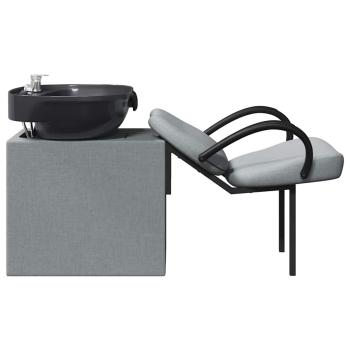 Shampoo Stuhl Hellgrau und Schwarz 63 x 141 x 92 cm Stoff