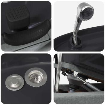 Shampoo Stuhl Hellgrau und Schwarz 63 x 141 x 92 cm Stoff