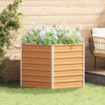 ARDEBO.de - Hochbeet im Garten Hellbraun 129 x 129 x 77 cm Verzinkter Stahl