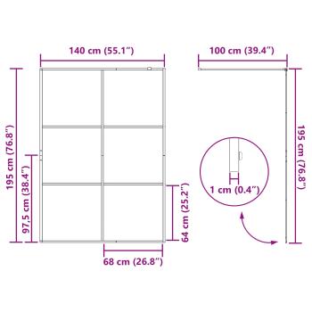 Walk-in Duschwand Schwarz 140 x 195 cm Gehärtetes Glas