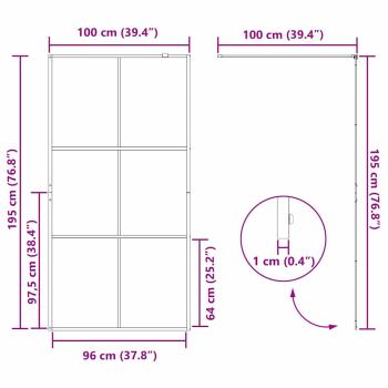 Walk-in Duschwand Gold 100 x 195 cm Gehärtetes Glas