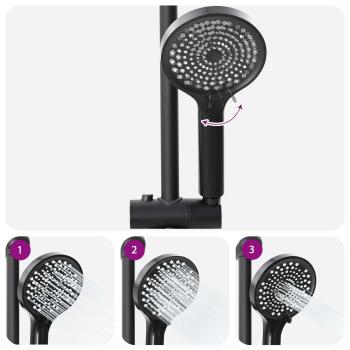 Duschsystem Schwarz 45 x 20 x 96 cm Messing, Sus201 und ABS