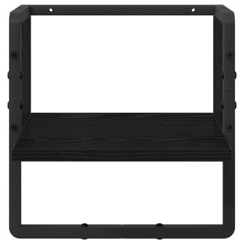 Wandregal Wandhalterung Schwarz Eichen-Optik 30 x 25 x 30 cm