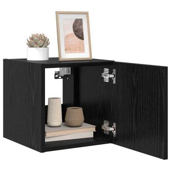 TV-Wandschrank Schwarz Eichen-Optik 30,5 x 35 x 30 cm