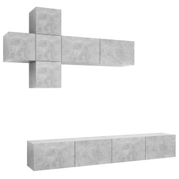 7-tlg. TV-Schrank-Set Betongrau Holzwerkstoff
