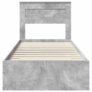 Bettrahmen mit Kopfteil Beton Grau 90 x 190 cm Holzwerkstoff