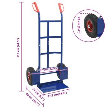 Erweiterbarer Handwagen Blau und Rot 57 x 46 x 113 cm Stahl