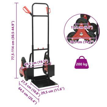 Handwagen Schwarz und Rot 64,5 x 49,5 x 114 cm Stahl