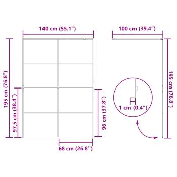 Walk-in Duschwand Gold 140 x 195 cm Gehärtetes Glas