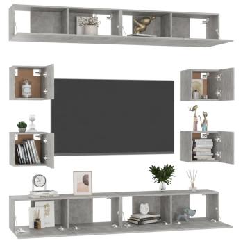 8-tlg. TV-Schrank-Set Betongrau Holzwerkstoff