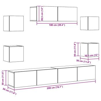 7-tlg. TV-Schrank-Set Betongrau Holzwerkstoff