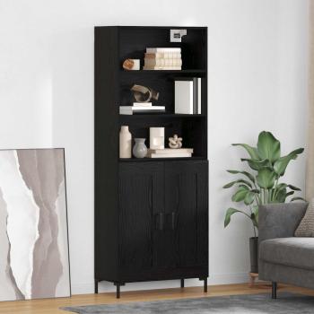 ARDEBO.de - Highboard Schwarz Eichen-Optik 69,5 x 34 x 180 cm Holzwerkstoff