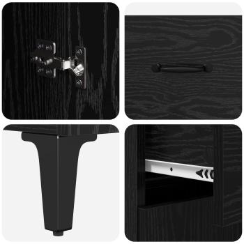 Highboard Schwarz Eichen-Optik 69,5 x 34 x 180 cm Holzwerkstoff