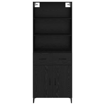 Highboard Schwarz Eichen-Optik 69,5 x 34 x 180 cm Holzwerkstoff