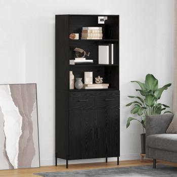 ARDEBO.de - Highboard Schwarz Eichen-Optik 69,5 x 34 x 180 cm Holzwerkstoff