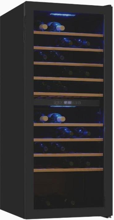 Exquisit WS2-114-GTE-160G Weinkühlschrank, 55,2 cm breit, 114 Standardweinflaschen, 2 Kühlzonen, LED Licht, Kindersicherung, schwarz