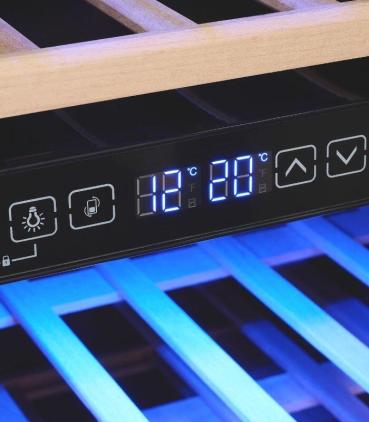 Exquisit WS2-114-GTE-160G Weinkühlschrank, 55,2 cm breit, 114 Standardweinflaschen, 2 Kühlzonen, LED Licht, Kindersicherung, schwarz