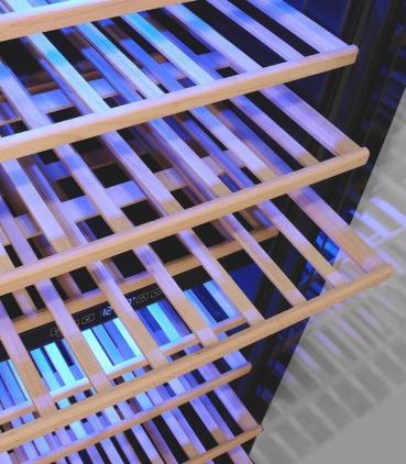 Exquisit WS2-114-GTE-160G Weinkühlschrank, 55,2 cm breit, 114 Standardweinflaschen, 2 Kühlzonen, LED Licht, Kindersicherung, schwarz