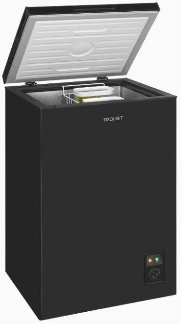 Exquisit GT100-050E Stand Gefriertruhe, 54,5 cm breit, 99 L, LED Beleuchtung, schwarz