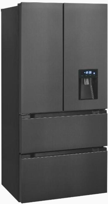 Exquisit FD490-160-WS-202E Stand Side-by-Side Kombination Frenchdoor, 83,6 cm breit, 506 L, NoFrost, Wasserspender, inoxlook-az