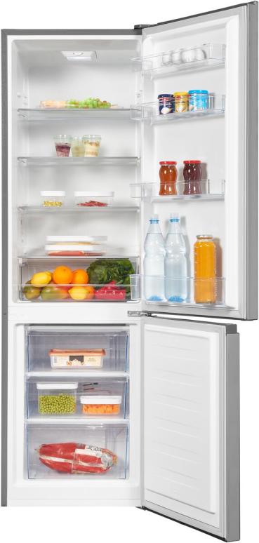 Exquisit KGC265-70-H-010D Stand Kühl-Gefrierkombination, 55 cm breit, 259 L, LED Beleuchtung, inoxlook