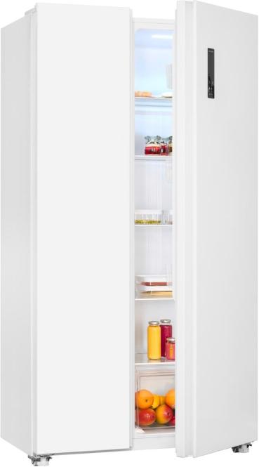 ARDEBO.de Exquisit SBS46-040E Stand Side-by-Side Kombination, 91 cm breit, 442 L, NoFrost, LED Beleuchtung, Temperaturregelung, Umluftventilator, Schnellkühlen und Schnellgefrieren, weiß