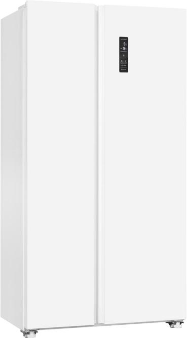 Exquisit SBS46-040E Stand Side-by-Side Kombination, 91 cm breit, 442 L, NoFrost, LED Beleuchtung, Temperaturregelung, Umluftventilator, Schnellkühlen und Schnellgefrieren, weiß