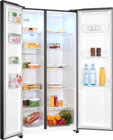 Exquisit SBS46-040D Stand Side-by-Side Kombination, 91 cm breit, 442 L, NoFrost, anthrazit