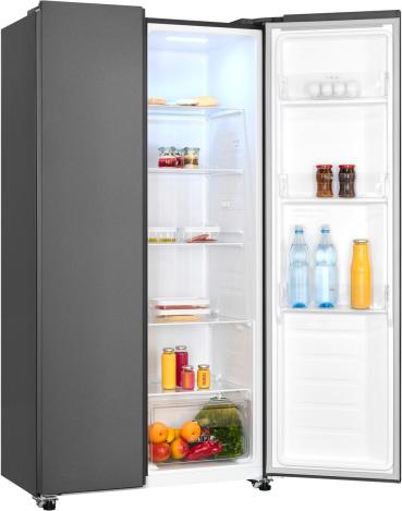Exquisit SBS46-040D Stand Side-by-Side Kombination, 91 cm breit, 442 L, NoFrost, anthrazit