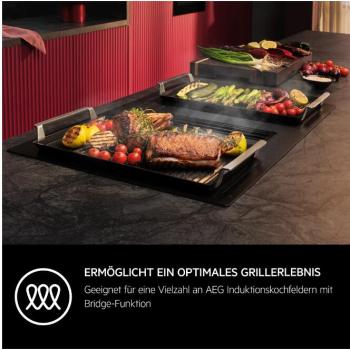AEG A9HHPG11 Plancha Grill 2.0, Easy2Clean Plancha-Grillplatte, BxTxH: 46,6 x 25,3 x 4,6cm, für AEG Kochfelder mit Bridge-Funktion, schwarz (902986520)