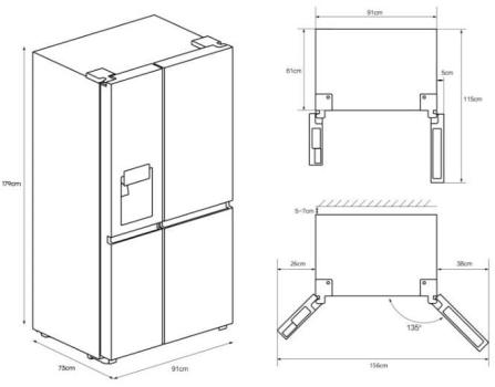 Hisense RS818N4TIC Stand Side by Side Kombination, 91 cm breit, 632 L, Total NoFrost, Wasserspender, Wassertank, Multi Air Flow, LED Touch Display, Edelstahloptik