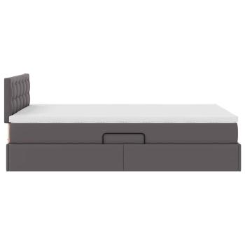 ARDEBO.de - Bett mit Stauraum und LED Grau 120 x 190 cm Kunstleder