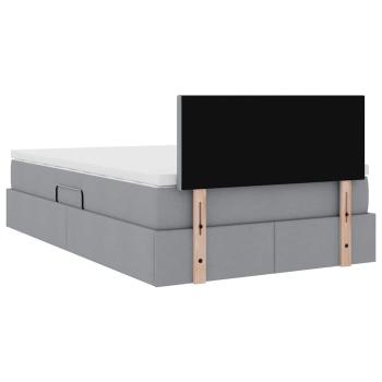ARDEBO.de - Bett mit Stauraum und LED Hellgrau 120 x 190 cm Polyester
