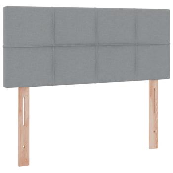 ARDEBO.de - Bett mit Stauraum und LED Hellgrau 120 x 190 cm Polyester