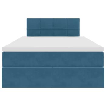 Bett mit Stauraum und LED mit Matratze Blau 120 x 190 cm Samt