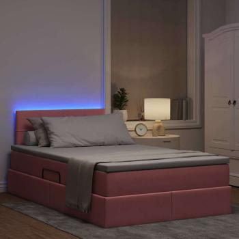 Bett mit Stauraum und LED mit Matratze Rosa 120 x 190 cm Samt