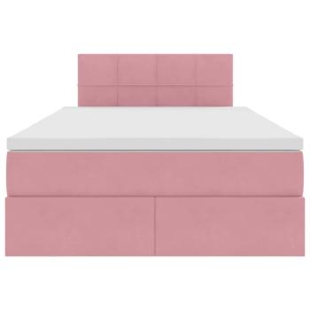 Bett mit Stauraum und LED mit Matratze Rosa 120 x 190 cm Samt