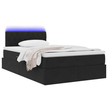 ARDEBO.de - Bett mit Stauraum und LED Schwarz 120 x 190 cm Samt
