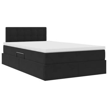 Bett mit Stauraum und LED Schwarz 120 x 190 cm Samt