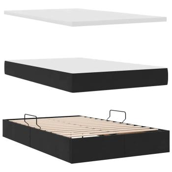 Bett mit Stauraum und LED Schwarz 120 x 190 cm Samt