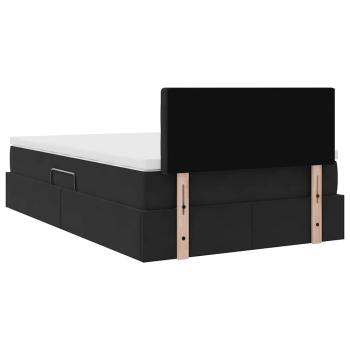Bett mit Stauraum und LED Schwarz 120 x 190 cm Samt