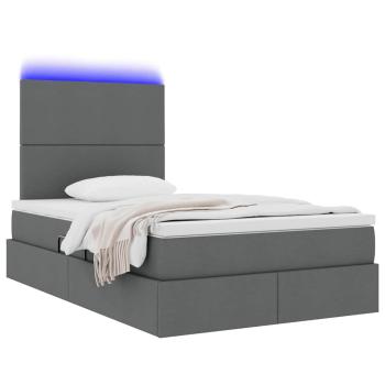 Bett mit Stauraum und LED Dunkelgrau 120 x 190 cm Polyester