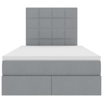 ARDEBO.de - Bett mit Stauraum und LED Hellgrau 120 x 190 cm Polyester