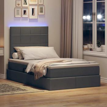 Bett mit Stauraum und LED Dunkelgrau 120 x 190 cm Polyester