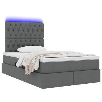 LED-Speicherbett mit Matratze Dunkelgrau 120 x 190 cm Stoff