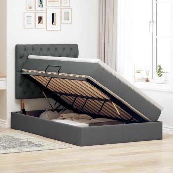 LED-Speicherbett mit Matratze Dunkelgrau 120 x 190 cm Stoff
