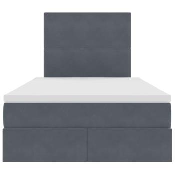 Bett mit Stauraum und LED Dunkelgrau 120 x 190 cm Samt
